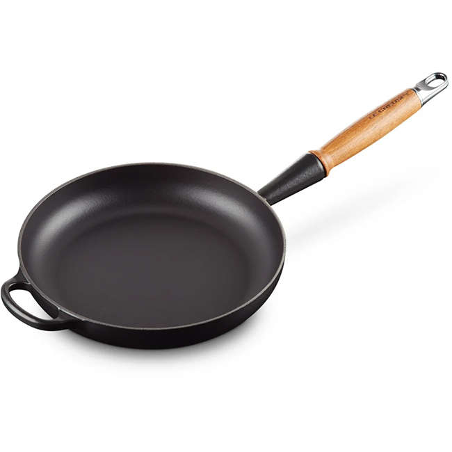 Signature Enamelled Cast Iron Frying Pan with Wooden Handle, 24cm