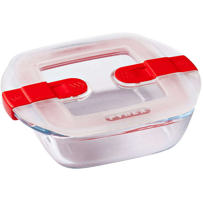Cook & Heat Square Glass Roaster With Microwave Safe Lid