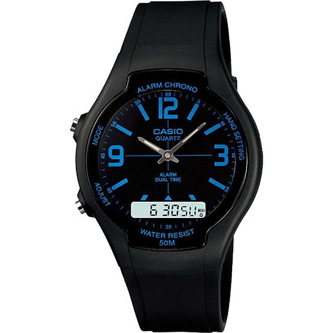 Standard 50m Men's AnaDigi Wrist Watch, AW-90H