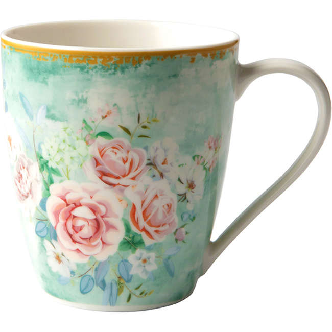 Green Floral Mug