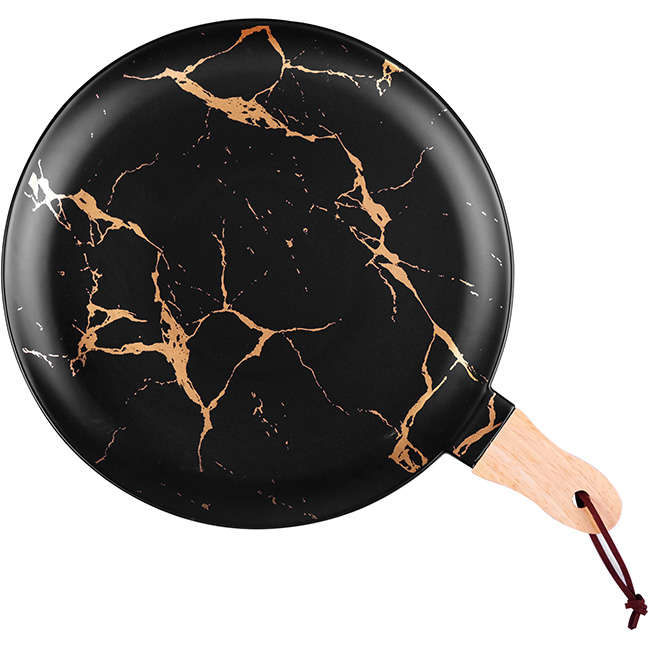 Kintsugi Round Platter With Wooden Handle