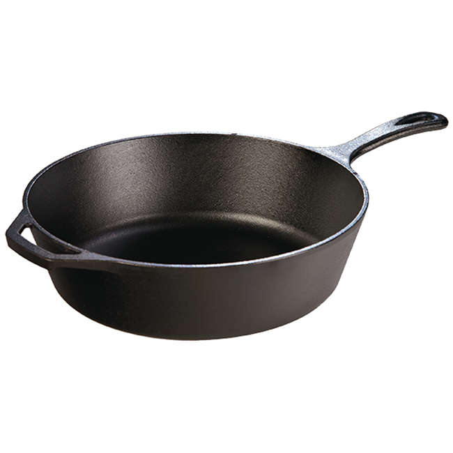 Seasoned Cast Iron Deep Skillet With Helper Handle