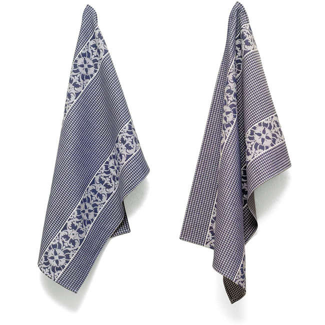 Designer Damask Waffle Weave Tea Towels, Set of 2