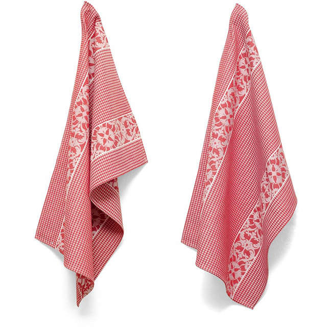 Designer Damask Waffle Weave Tea Towels, Set of 2