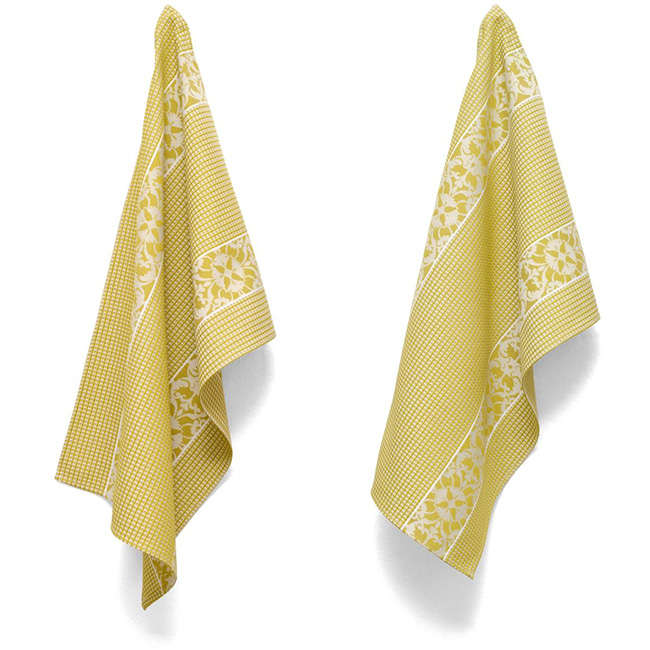 Designer Damask Waffle Weave Tea Towels, Set of 2