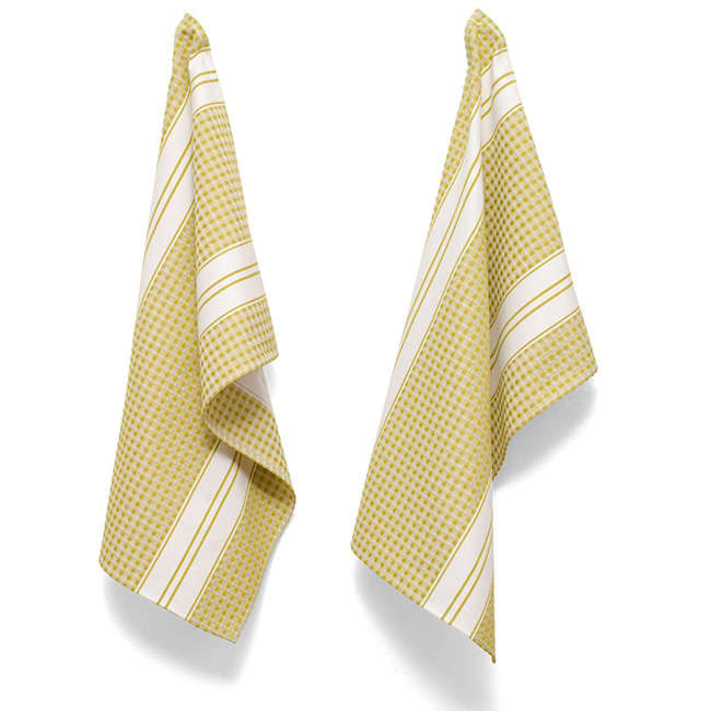 Designer Stripe Waffle Weave Tea Towels, Set of 2
