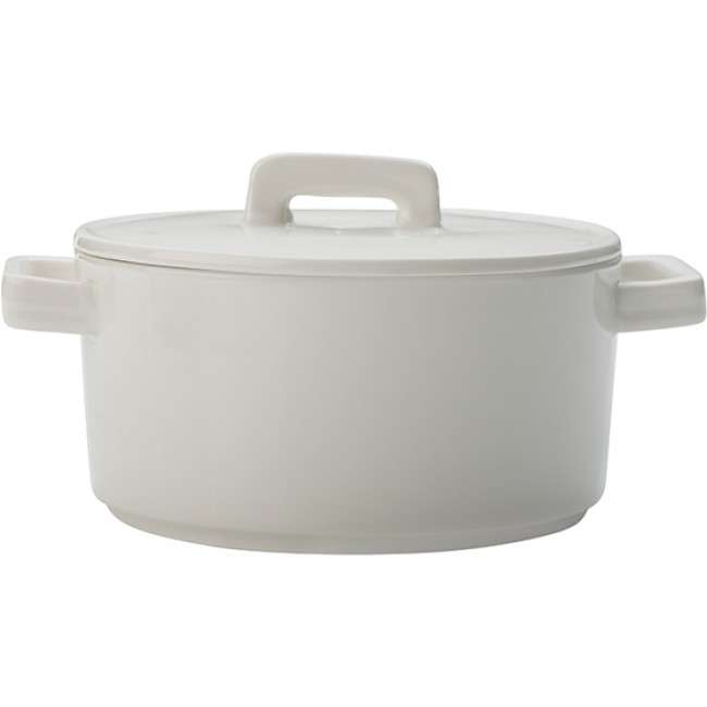 Epicurious Round Casserole With Lid, White, 500ml