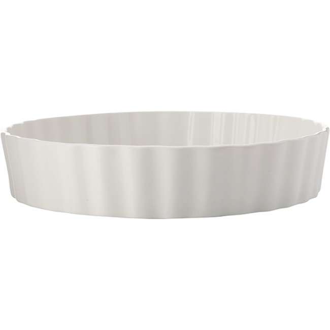 Epicurious Fluted Deep Quiche Dish, White, 25cm