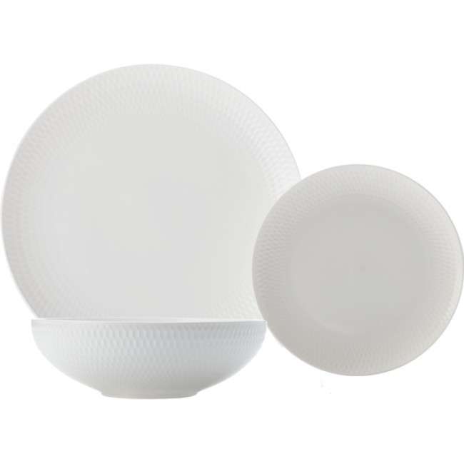 White Basics Diamonds Coupe Dinner Set, 12pc