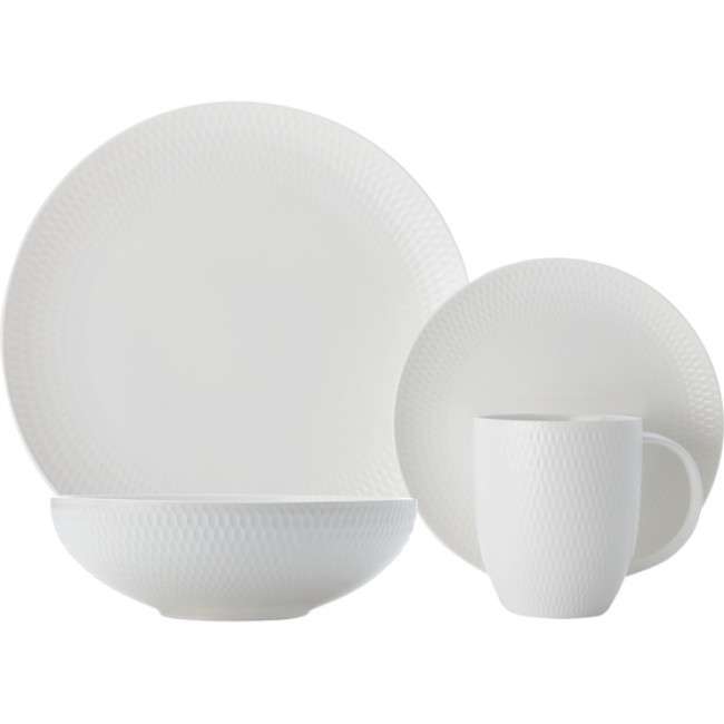 White Basics Diamonds Coupe Dinner Set, 16pc
