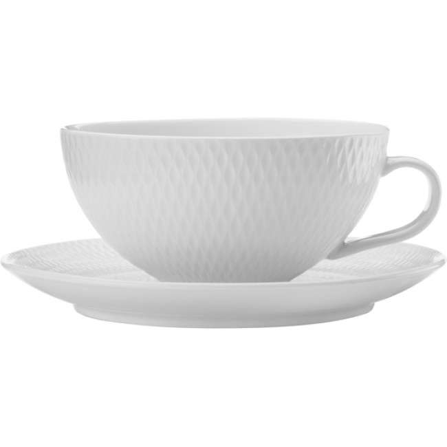 White Basics Diamonds Low Cup & Saucer