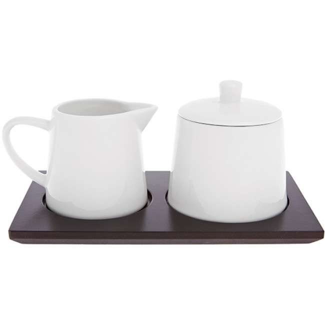 Just White Sugar & Creamer Set On Tray