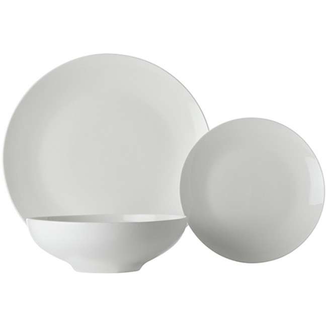 White Basics Coupe Dinner Set, Tribeca, 12pc