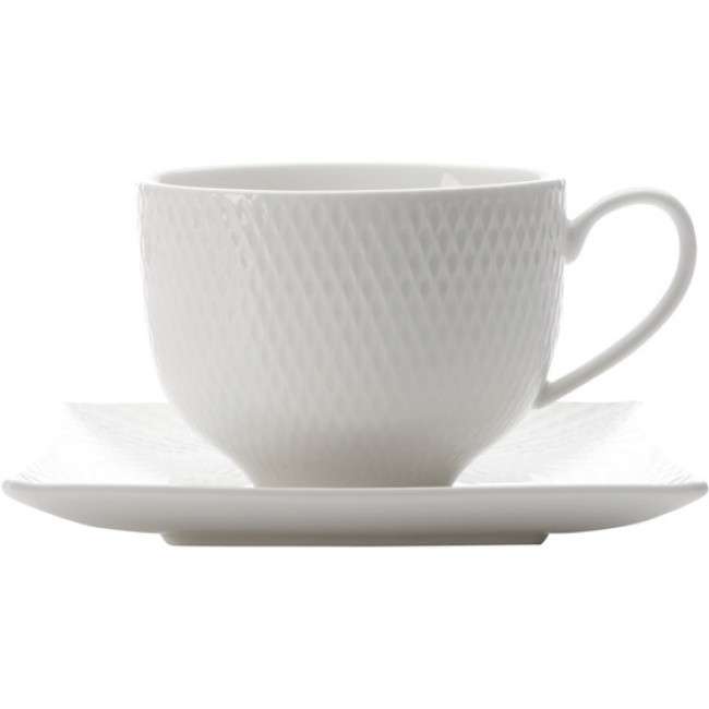 White Basics Diamonds Cup & Square Saucer