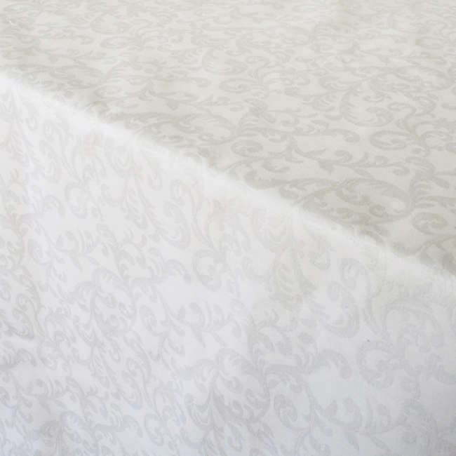 China Swirl White Round Tablecloth
