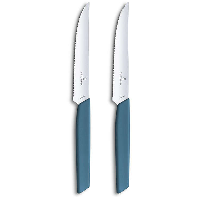 Swiss Modern Serrated Steak Knife Set, 12cm, Set Of 2