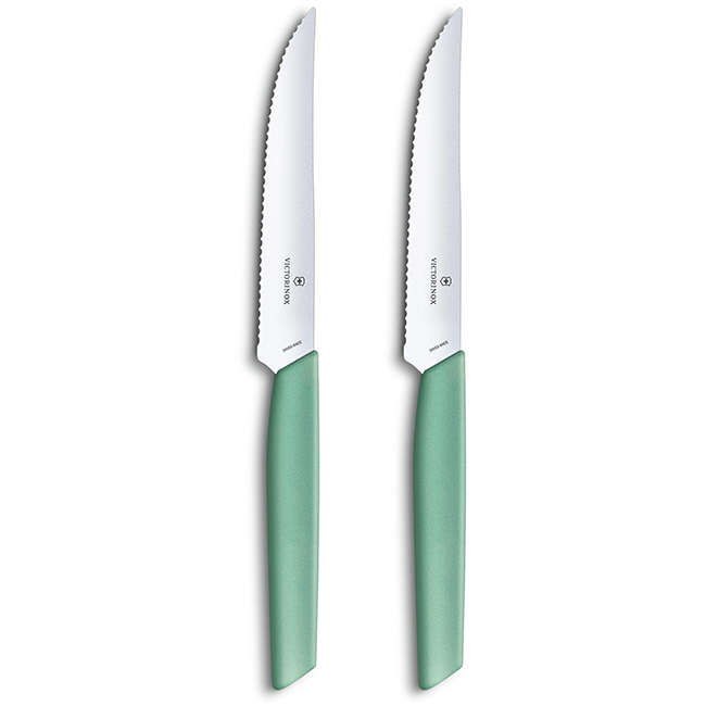 Swiss Modern Serrated Steak Knife Set, 12cm, Set Of 2