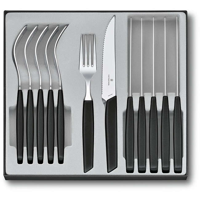 Swiss Modern Pointed Steak Knife & Fork Set, 12pc