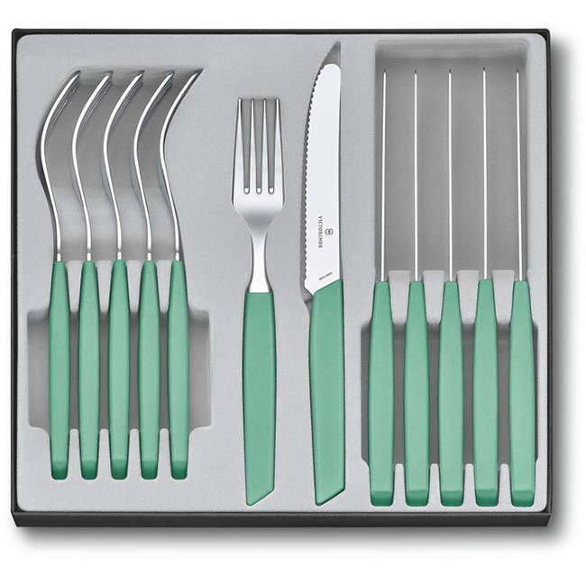 Swiss Modern Rounded Steak Knife & Fork Set, 12pc