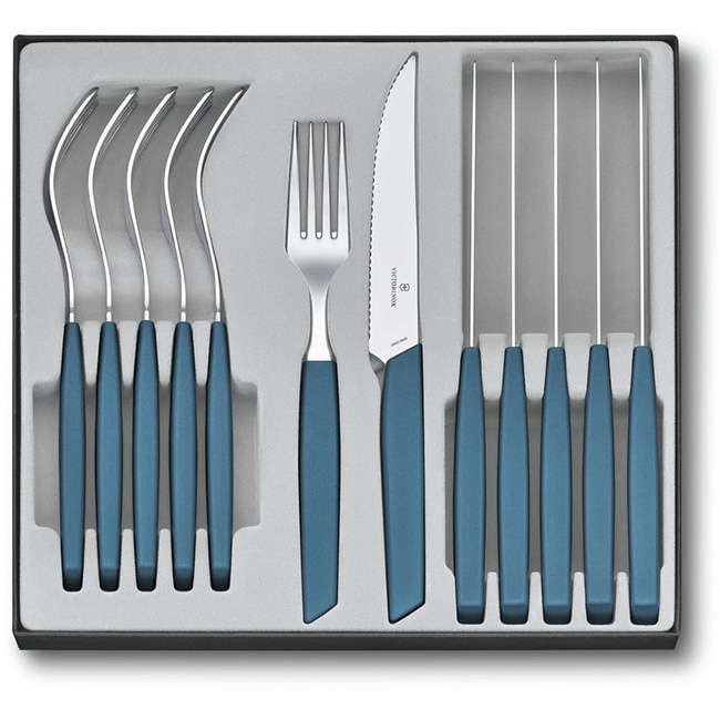 Swiss Modern Pointed Steak Knife & Fork Set, 12pc