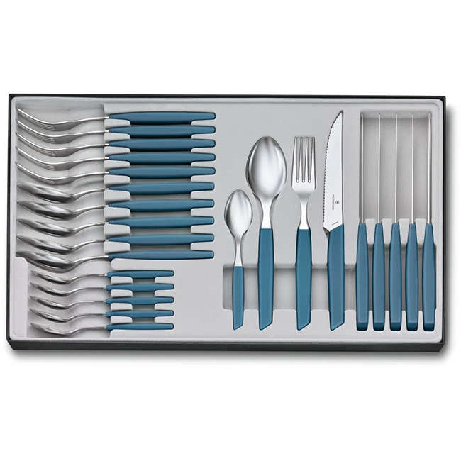 Swiss Modern Cutlery Set With Pointed Knives, 24pc