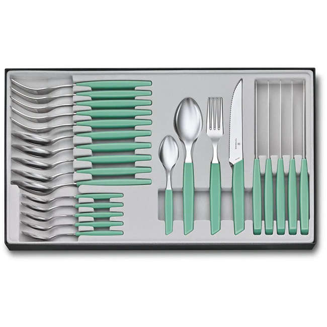 Swiss Modern Cutlery Set With Pointed Knives, 24pc