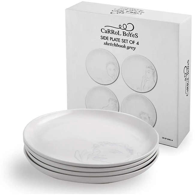 Sketchbook Grey Side Plates, Set Of 4