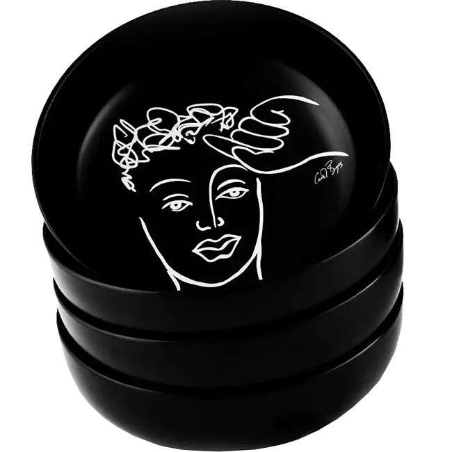 Black Sketchbook Cereal/Soup Bowls, Set Of 4