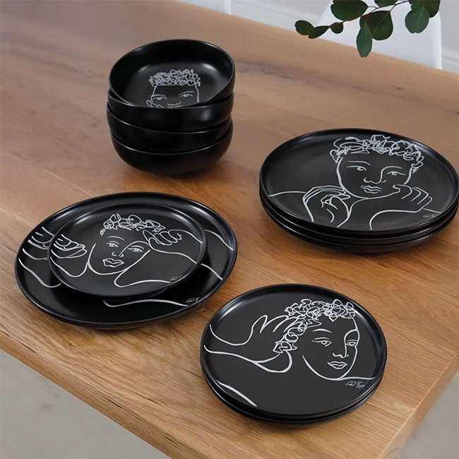 Black Sketchbook Cereal/Soup Bowls, Set Of 4