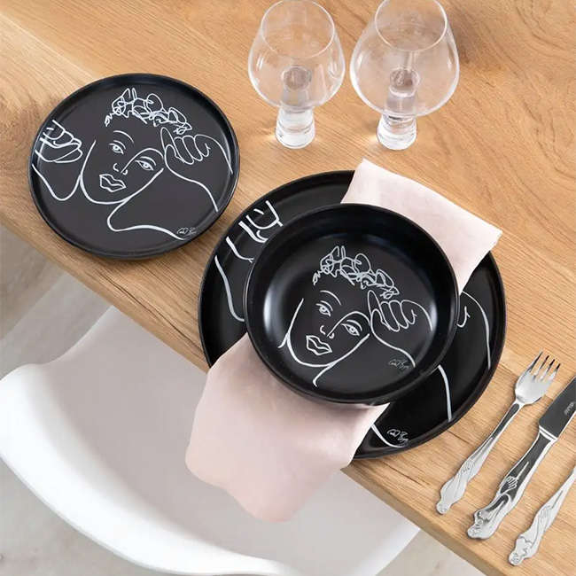 Black Sketchbook Dinner Plates, Set Of 4