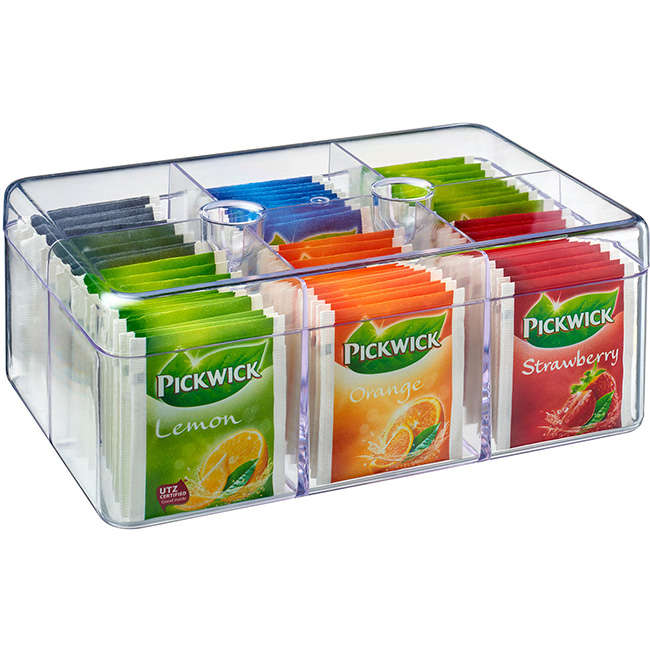 Rectangular 6 Division Tea Box