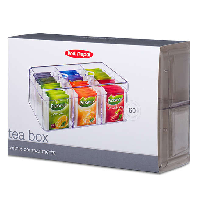 Rectangular 6 Division Tea Box