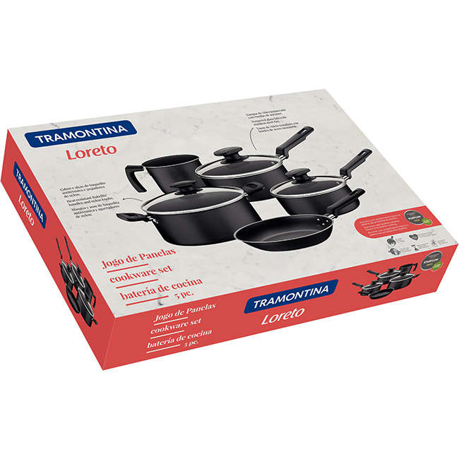 Loreto Non-Stick Aluminium Cookware Set, 8pc