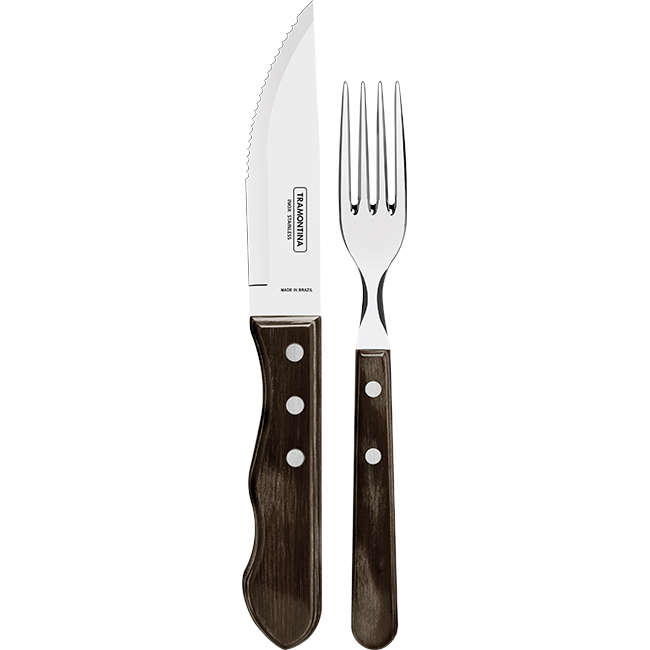 Churrasco Jumbo Ergo Steak Knife & Fork Cutlery Set, Set Of 12