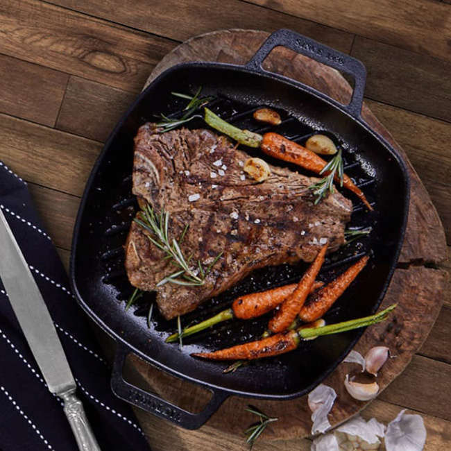 Enamelled Cast Iron Square Grill Pan with Helper Handles, 26cm