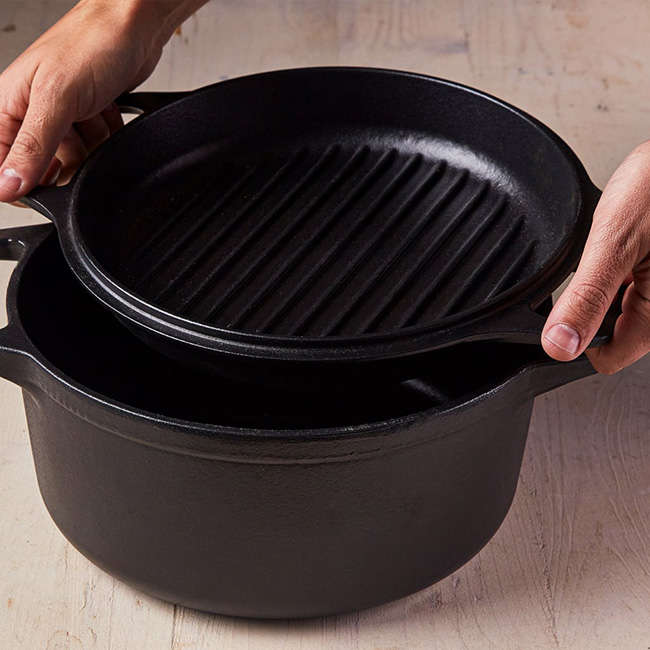 Enamelled Cast Iron Casserole with Reversible Grill Pan Lid, 5.7L