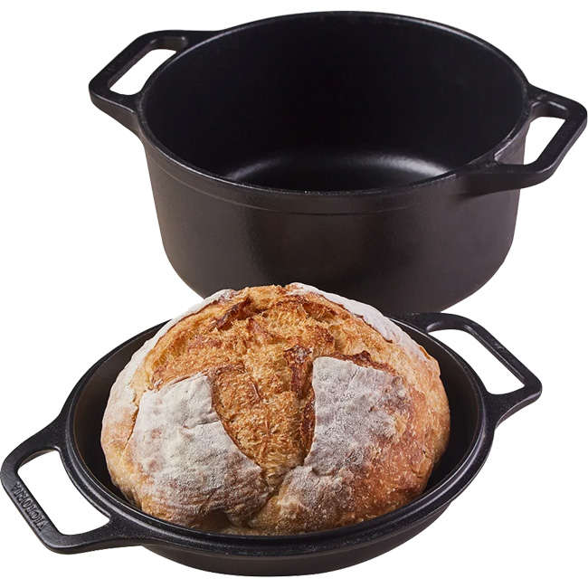 Enamelled Cast Iron Casserole with Reversible Grill Pan Lid, 5.7L