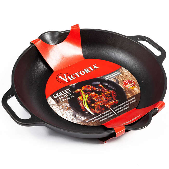Enamelled Cast Iron Skillet With Helper Handles, 33cm