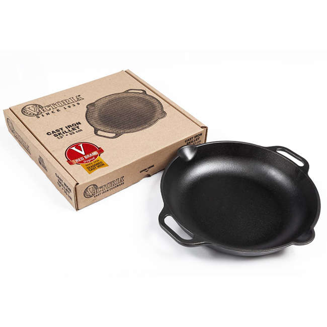 Enamelled Cast Iron Skillet With Helper Handles, 33cm