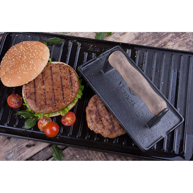 Seasoned Cast Iron Rectangular Reversible Griddle, 32cm