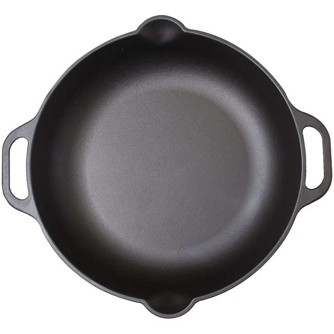 Seasoned Cast Iron Skillet With Helper Handles, 33cm