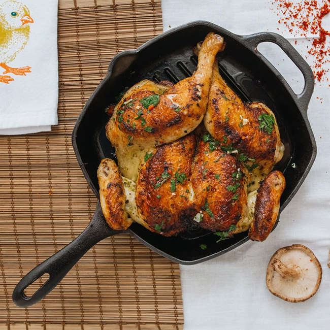 Enamelled Cast Iron Grill Pan With Helper Handle, 26cm