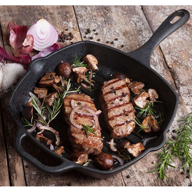 Enamelled Cast Iron Grill Pan With Helper Handle, 26cm