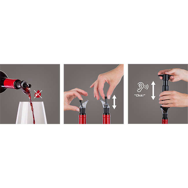 Black Wine Server And Stoppers, Set of 2