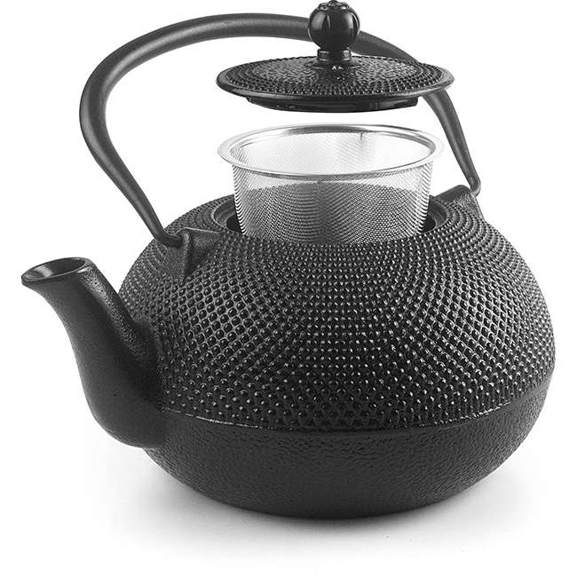 Oriental XL Cast Iron Tetsubin Teapot With Infuser, Negra, 1.8L