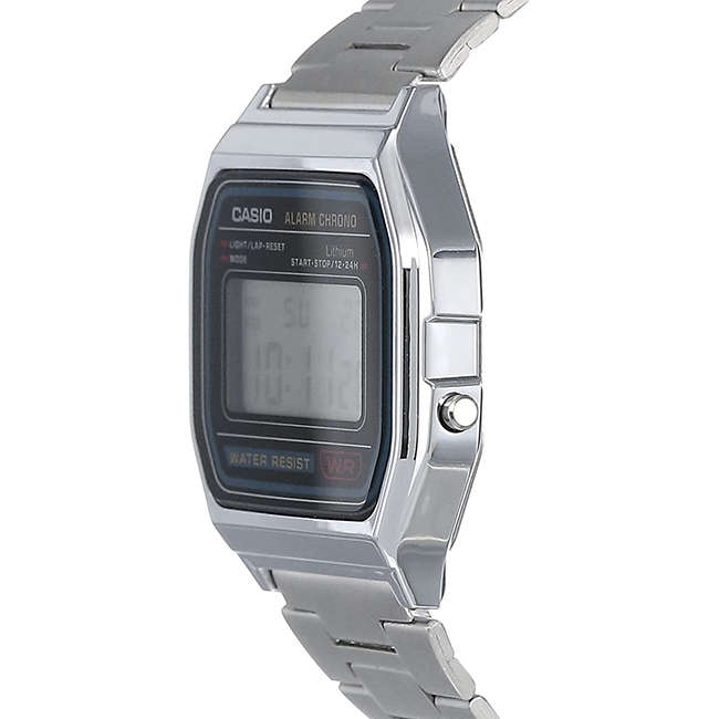 Retro Unisex Silver Digital Wrist Watch, A158WA-1Q