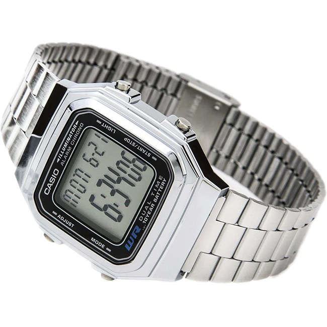 Retro Men's Illuminator Silver Digital Wrist Watch, A178WA-1AUDF