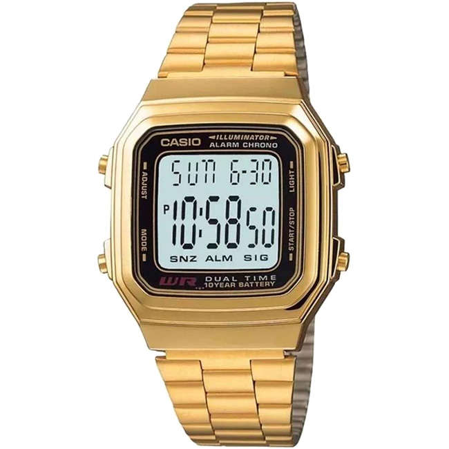 Retro Unisex Illuminator Gold Digital Wrist Watch, A178WGA-1ADF