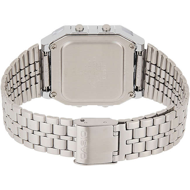 Retro Men's World Time Silver Digital Wrist Watch, A500WA-7DF