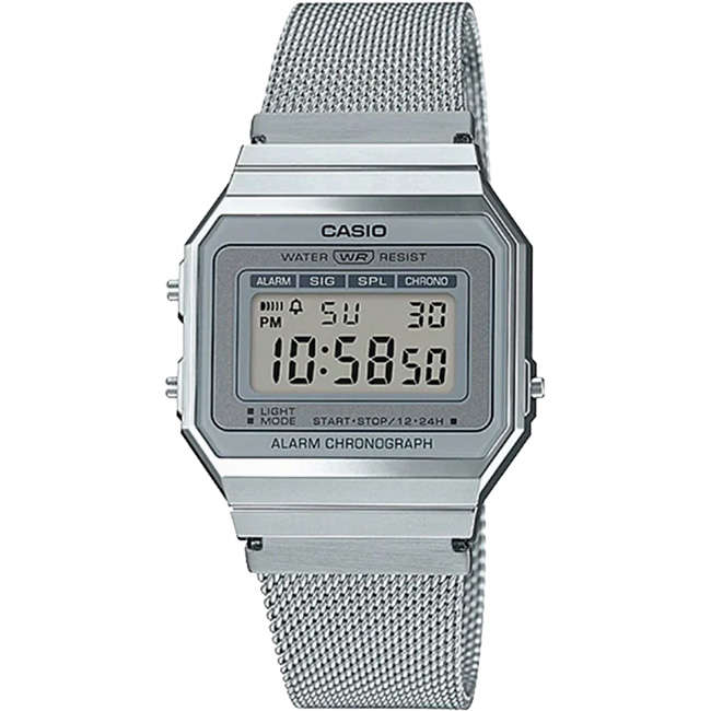 Retro Stainless Steel Mesh Digital Wrist Watch, A700WM-7ADF